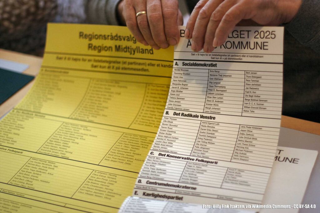 Stemmesedler til kommunal- og regionsråds-valg.