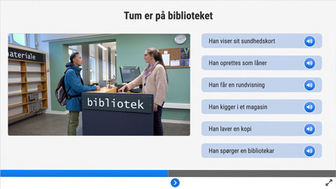 Screenshot af siden med udtale-øvelser